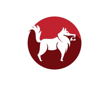 Kurt silueti logo tasarımı vektör çizimi