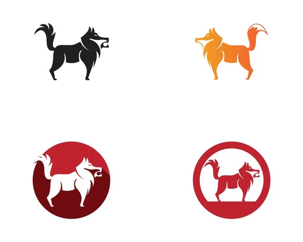 Lobo Silhueta Logotipo Design Vetor Ilustração — Vetor de Stock