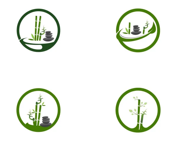 Icono Bambú Spa Logo Diseño Vector Ilustración — Vector de stock