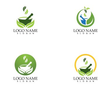 Bitkisel eczane logo vektör şablonu