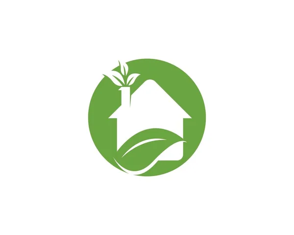 Construção Home Natureza Logotipo Vetor Modelo —  Vetores de Stock