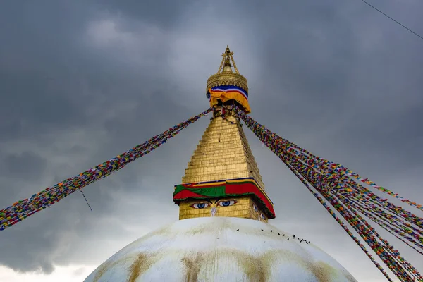Paisaje Vista Frontal Boudhanath Stupa Banderas Oración Katmandú Nepal Boudha —  Fotos de Stock