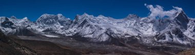 Ama Dablam tepe sağ ve ada tepe panoramik manzaralı 