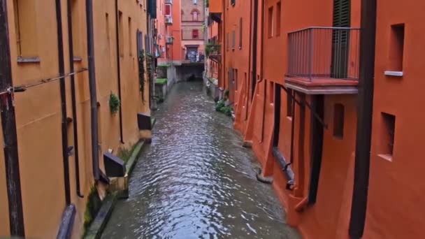 Pemandangan Pemandangan Terusan Sungai Reno Bologna Italia Penuh — Stok Video