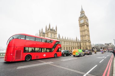 Londra, İngiltere - 15 Şubat, 2017: Houses of Parliament Westminster Sarayı Westminster köprü.