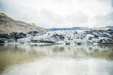 South Iceland'deki / daki Solheimajokull Buzulu