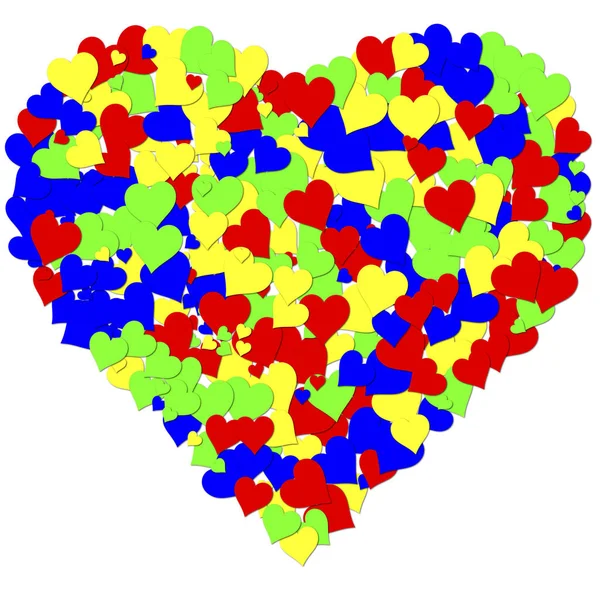 Bir kalp clorful kalpler binlerce yapılan bir kolaj