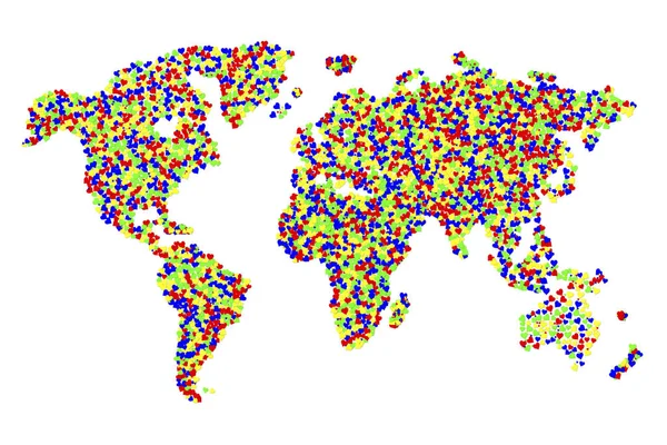 Clorful kalpleri binlerce yapılan Dünya Haritası bir kolaj