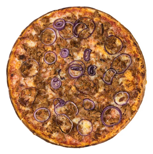 Pizza de Atún aislada sobre fondo blanco — Foto de Stock