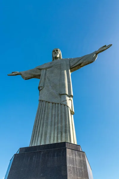 A Megváltó Krisztus szobra Rio de Janeiro, Brazília — Stock Fotó