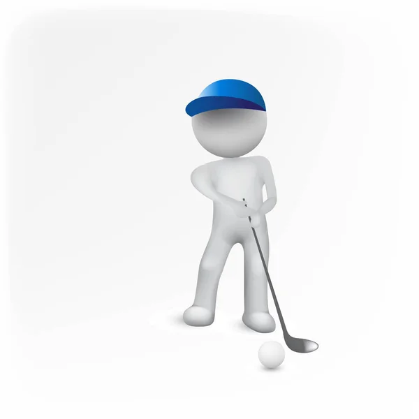 Golf player 3d people man blue figure graphic image vector icon