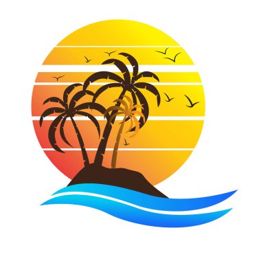 Tropical island paradise logo  clipart