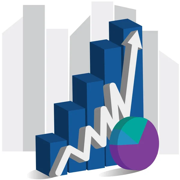 Business Rising Bar Graph Symbol Logo Vector — Stock Vector