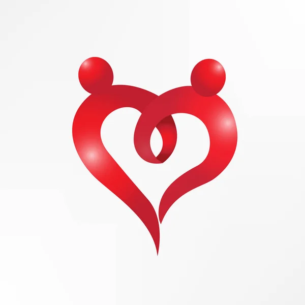 Пара Людей Любят Сердце Держась Руки Логотип Векторное Изображение — стоковый вектор