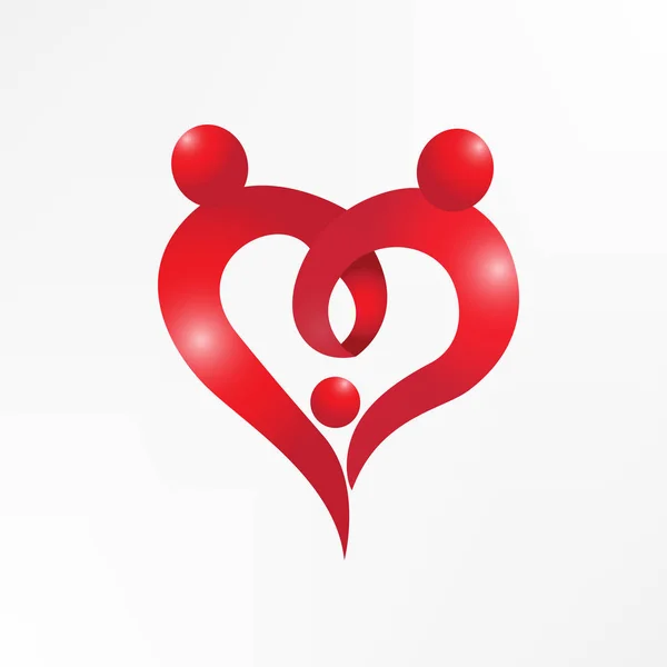 Logo Rodzina Miłość Serca Kształt Symbolu Wektorowa — Wektor stockowy