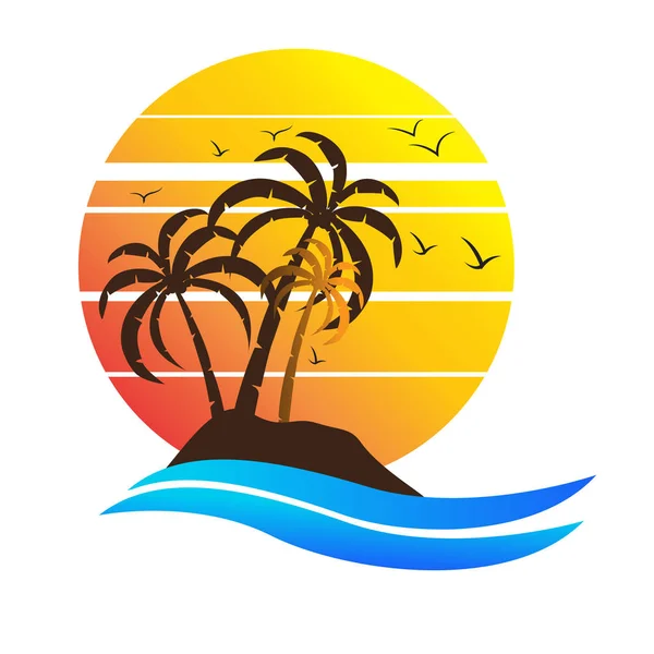 Tropical Island Paradise Logo — Stock Vector