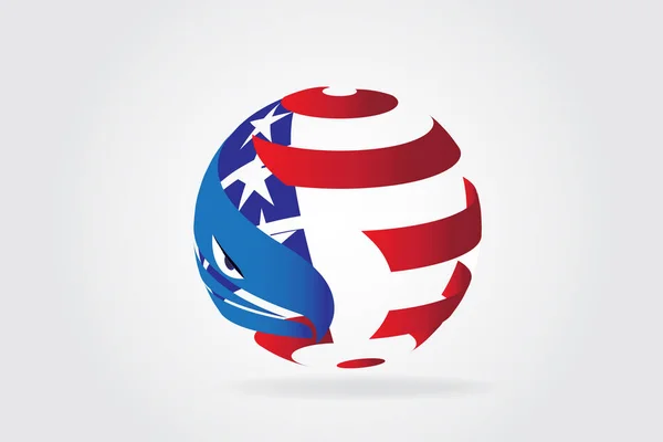 American Eagle Flaga Usa Logo Wektor Obraz Szablonu — Wektor stockowy