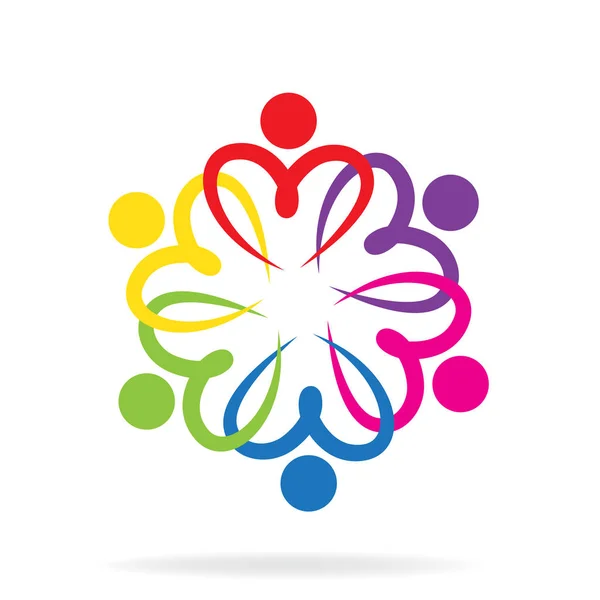 Teamarbeit Liebe Menschen Logo Bild Vorlage — Stockvektor