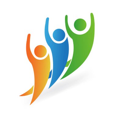 Logo mutlu insanlar ekip çalışması ortakları kimliği kartvizit tasarım vektör