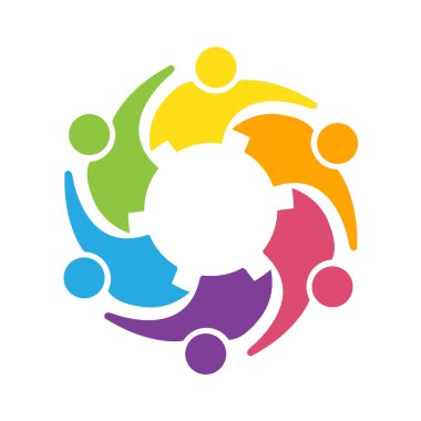 Logo çalışması iş adamları bir kucaklama dostluk içinde
