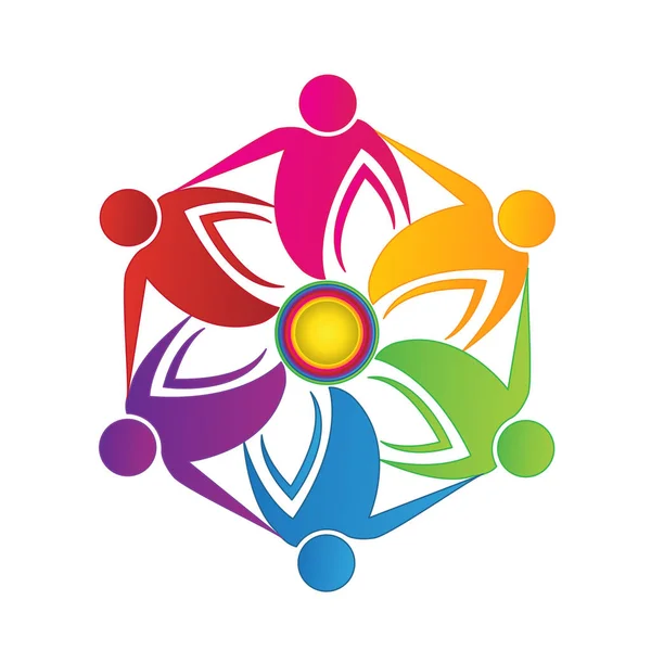 Логотип Команди Працює Квіткового Бізнесу Людей Обіймах Стипендії — стоковий вектор