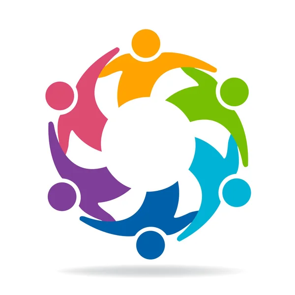 Logo Glückliche Menschen Teamarbeit Vektor Visitenkartendesign — Stockvektor