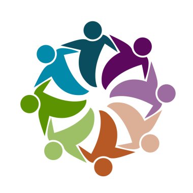 Logo mutlu insanlar ekip çalışması vektör kimliği kartvizit tasarımı