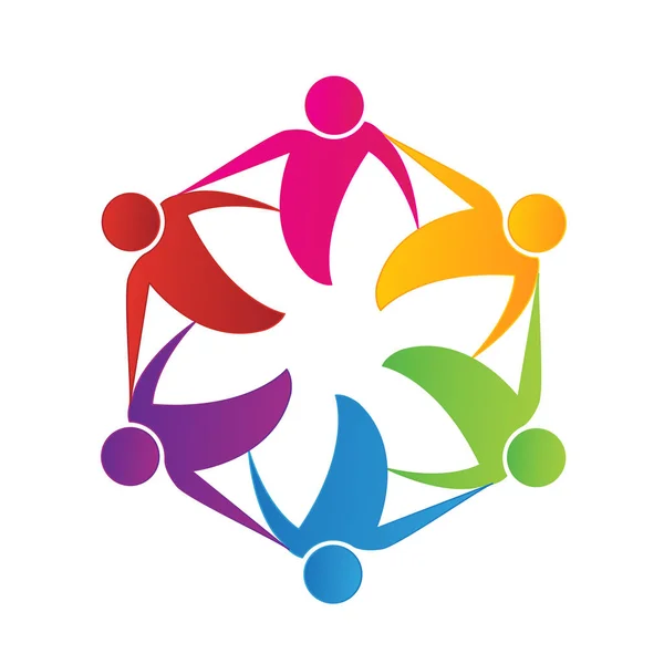 Logo Glückliche Menschen Teamarbeit Herstellung Einer Blume Visitenkarte — Stockvektor