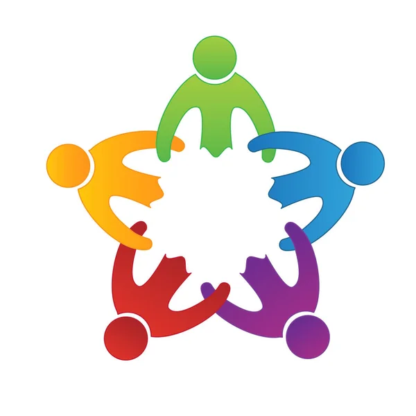 Logo Teamwork Freundschaft Menschen Händchenhalten — Stockvektor
