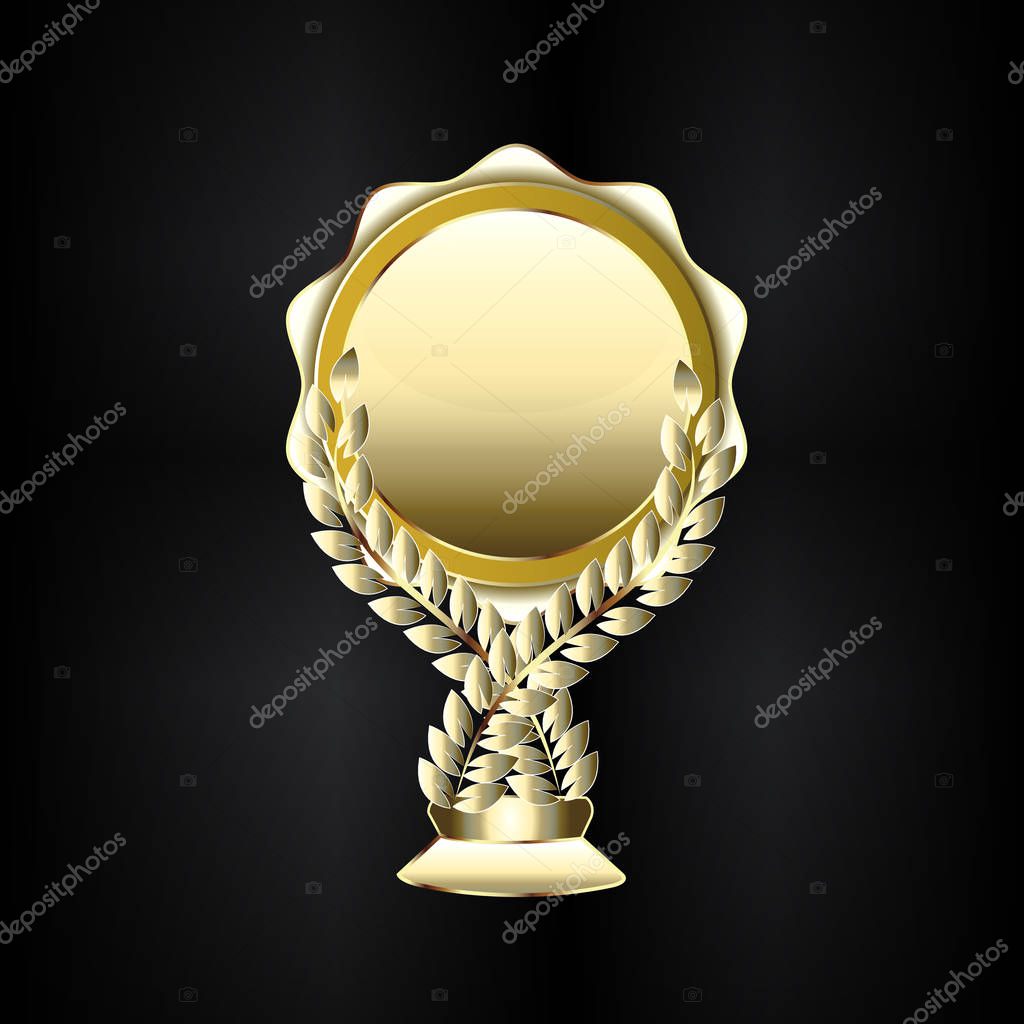 Golden seal trophy icon logo vector image