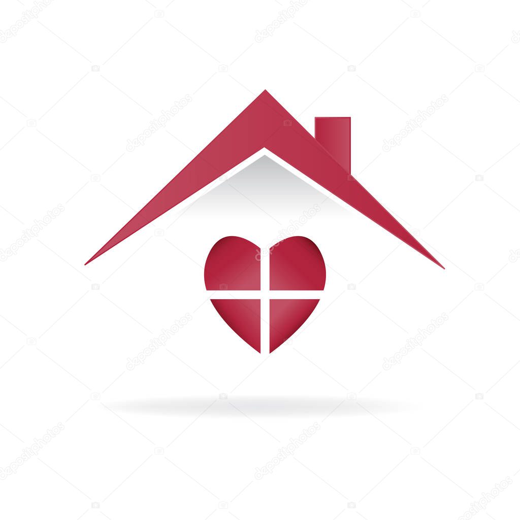 House love heart logo vector image