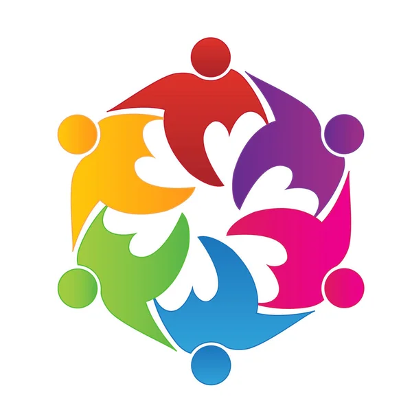 Logo Teamwork Menschen Lieben Eine Umarmung Symbol Vektorbild — Stockvektor
