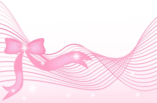 Breast Cancer Awareness Month Sparkle Wave Ribbon Design Vector Background — Stock Vector