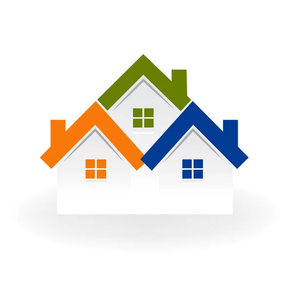 Ακίνητη Περιουσία Σπίτια Λογότυπο Πολύχρωμο Σχεδιασμό Εικονίδιο Διανυσματική Εικόνα — Διανυσματικό Αρχείο