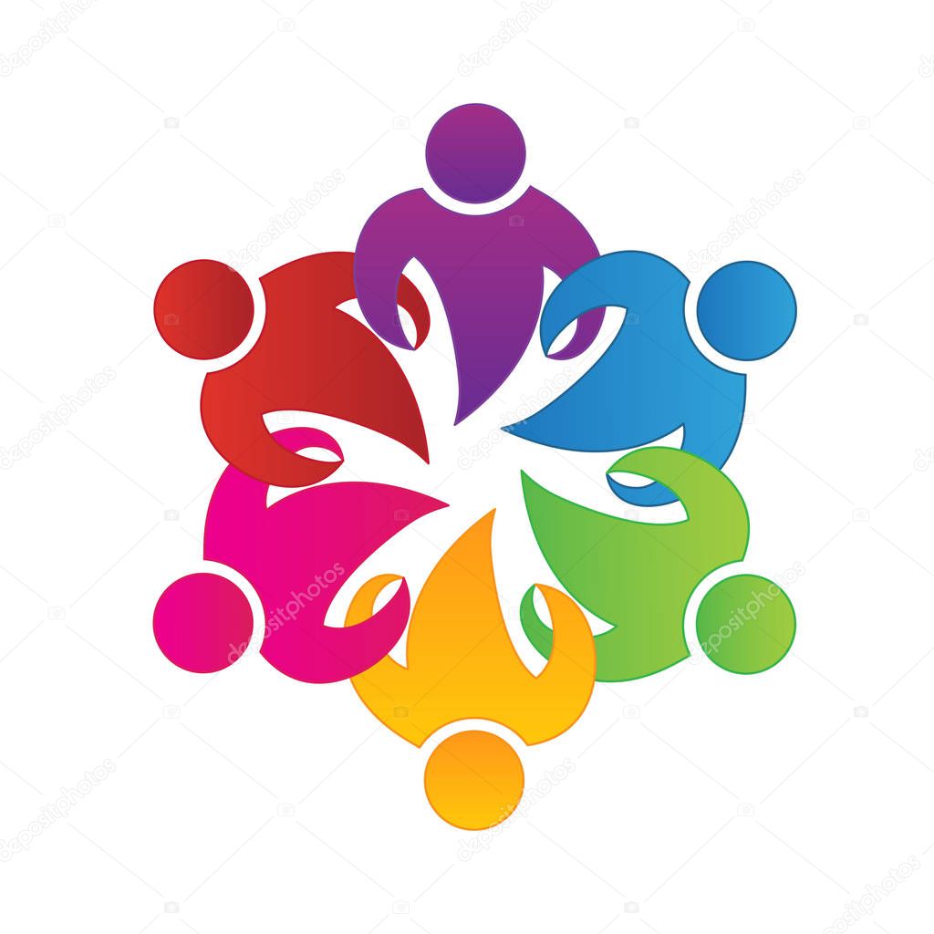 Teamwork unity business people icon logo vector