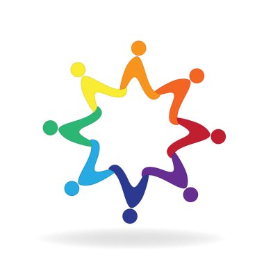 İnsanlar ekip çalışması vektör çizim logo yıldız şekli bağlı