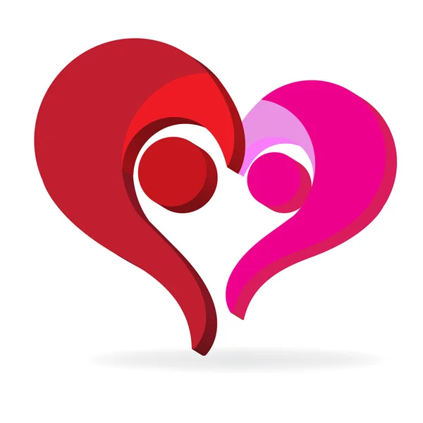 Amour Coeur Couple Personnes Valentines Symbole Logo Vecteur — Image vectorielle