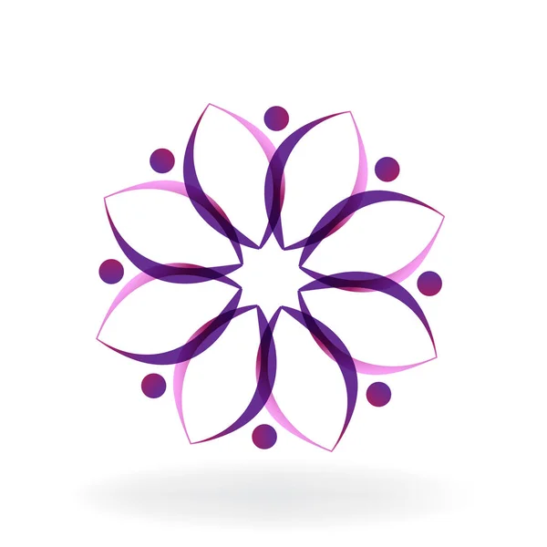 Människor Höll Händerna Gör Lotus Blomma Ikonen Logotyp — Stock vektor