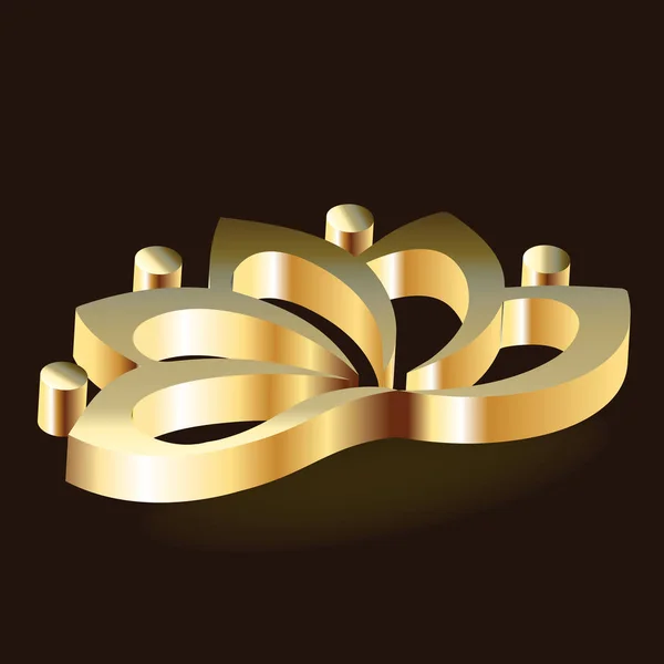 Logo Gold Lotus Flower Vector Image Template — Stock Vector
