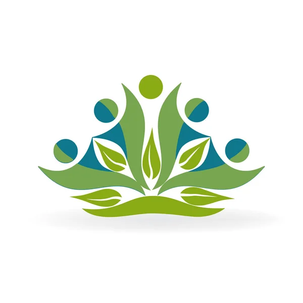 Gesunde Natur Menschen Vektor Logo Teamarbeit Symbol Bild — Stockvektor