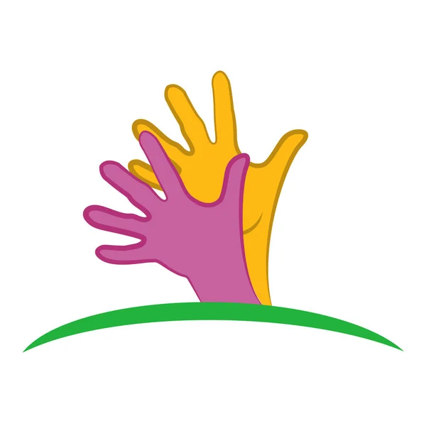 Logo Hands Teamwork People Icon Vector Image Template — Stock Vector