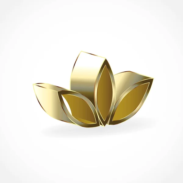 Logo Gold Lotus Flower Vector Image Template — Stock Vector