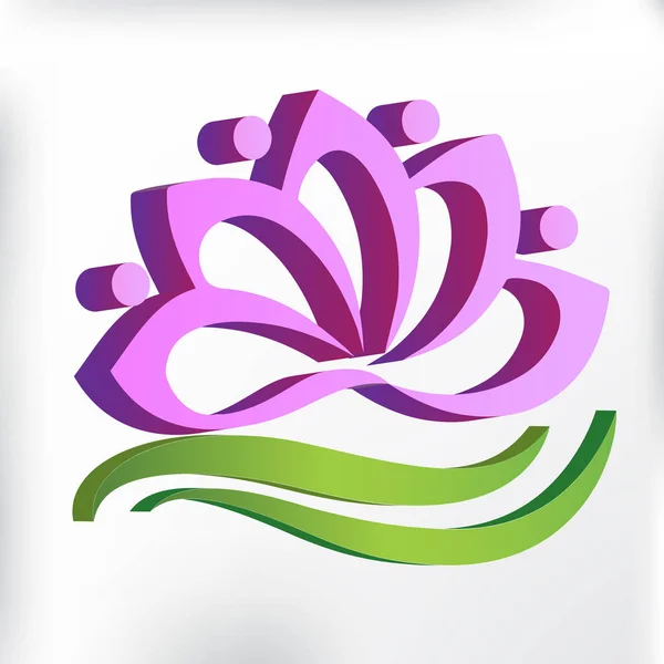 标志3D 粉红色瑜伽莲花图标矢量图像 — 图库矢量图片