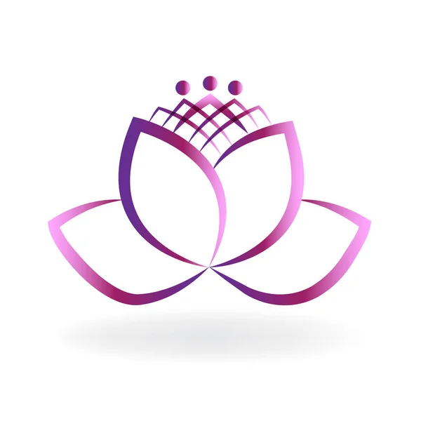 Logo Púrpura Flor Loto Vector Plantilla Imagen — Vector de stock