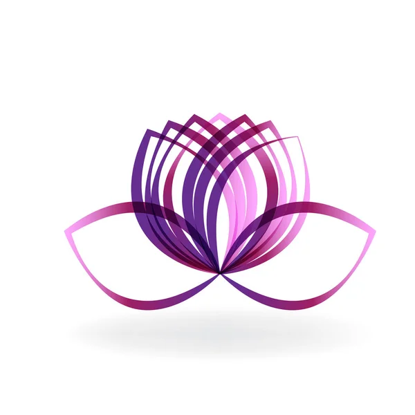 莲花紫色美丽的花朵水疗符号文化图形徽标设计图像模板 — 图库矢量图片