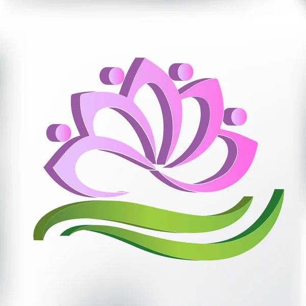 Pink Lotus Flower Spa Massage Symbol Logo Card — Stock Vector