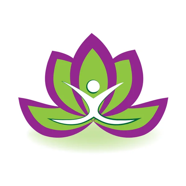 Logo Yoga Mann Und Lotusblume Vektorbild — Stockvektor