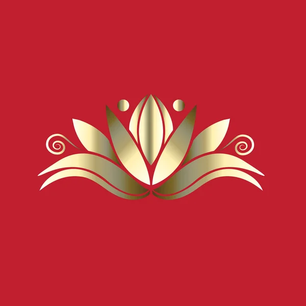 Golden Lotus Luxo Flor Cartão Logotipo Design — Vetor de Stock