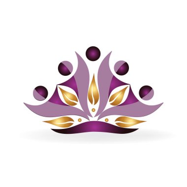Kozmetik markası simge vektör logo çalışması altın yapraklar