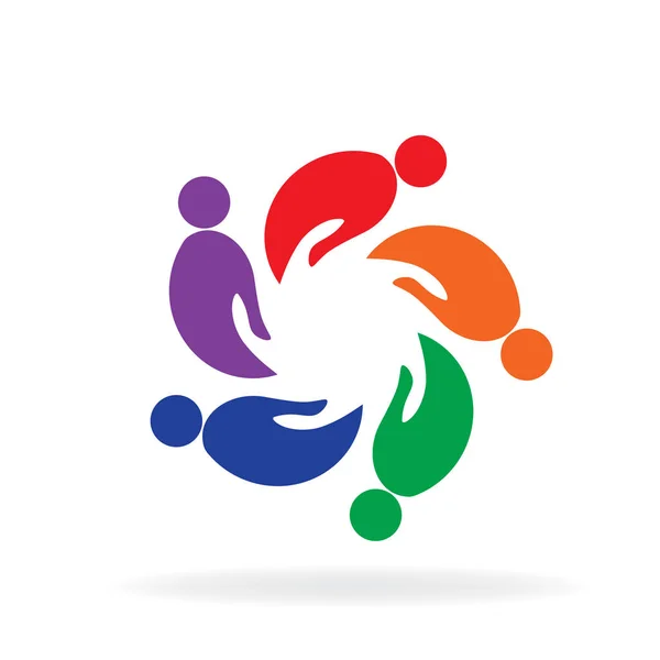 Logo Ręce Ludzi Pracy Zespołowej Ikona Wektor Obraz Szablonu — Wektor stockowy